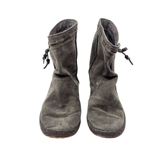 UGG Western Boho Suede Mid Calf Boots Moccasins Round Toe Black Size 6 - Picture 3 of 8